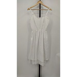 Lanz Womens Sleeveless Laced Ruffle Dress White Basic Sleeved S